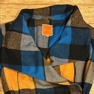 ModCloth Wool Vibrant Blue and Gold Plaid Cottagecore Coat Jacket Women’s M
